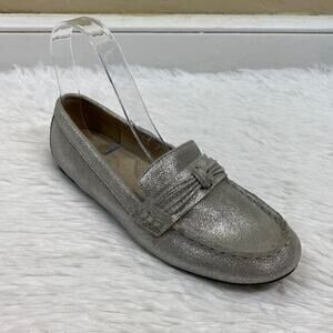 Land's End Comfort Driving Loafer Metallic Silver Shimmer Size 7